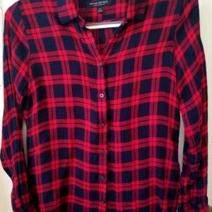Banana Republic Dillon Red & Black Buffalo Plaid Button Down Flannel Shirt Sz XS